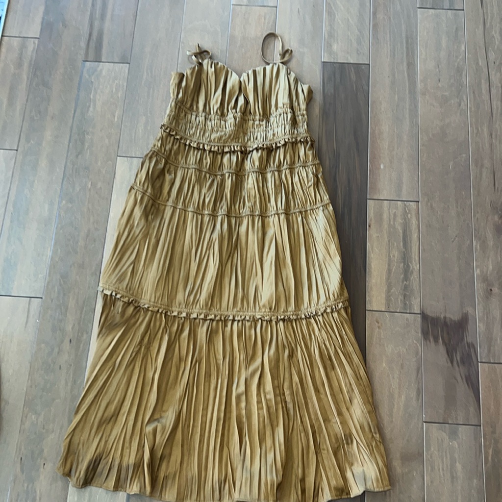 Aurora Pleated Satin Dress